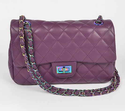 Brown quilted handbag