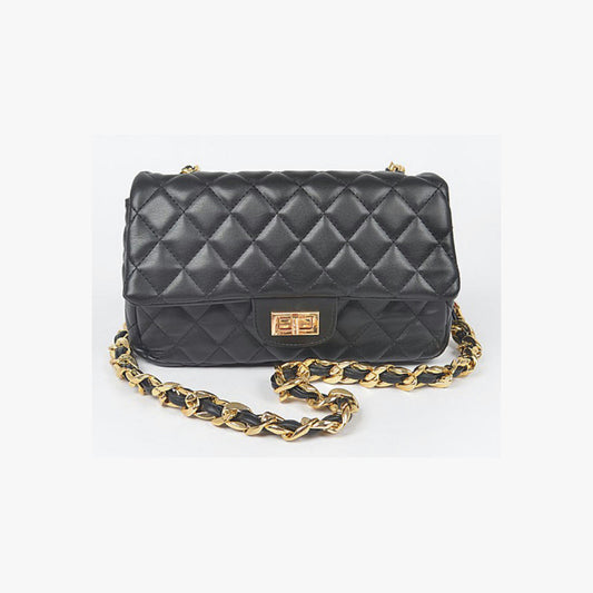 Black quilted handbag