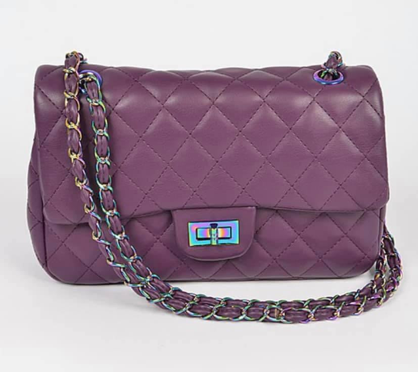 Brown quilted handbag