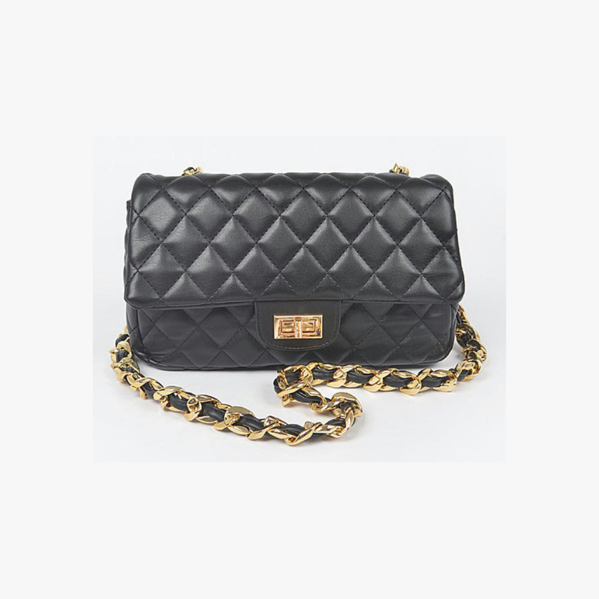 Black quilted handbag