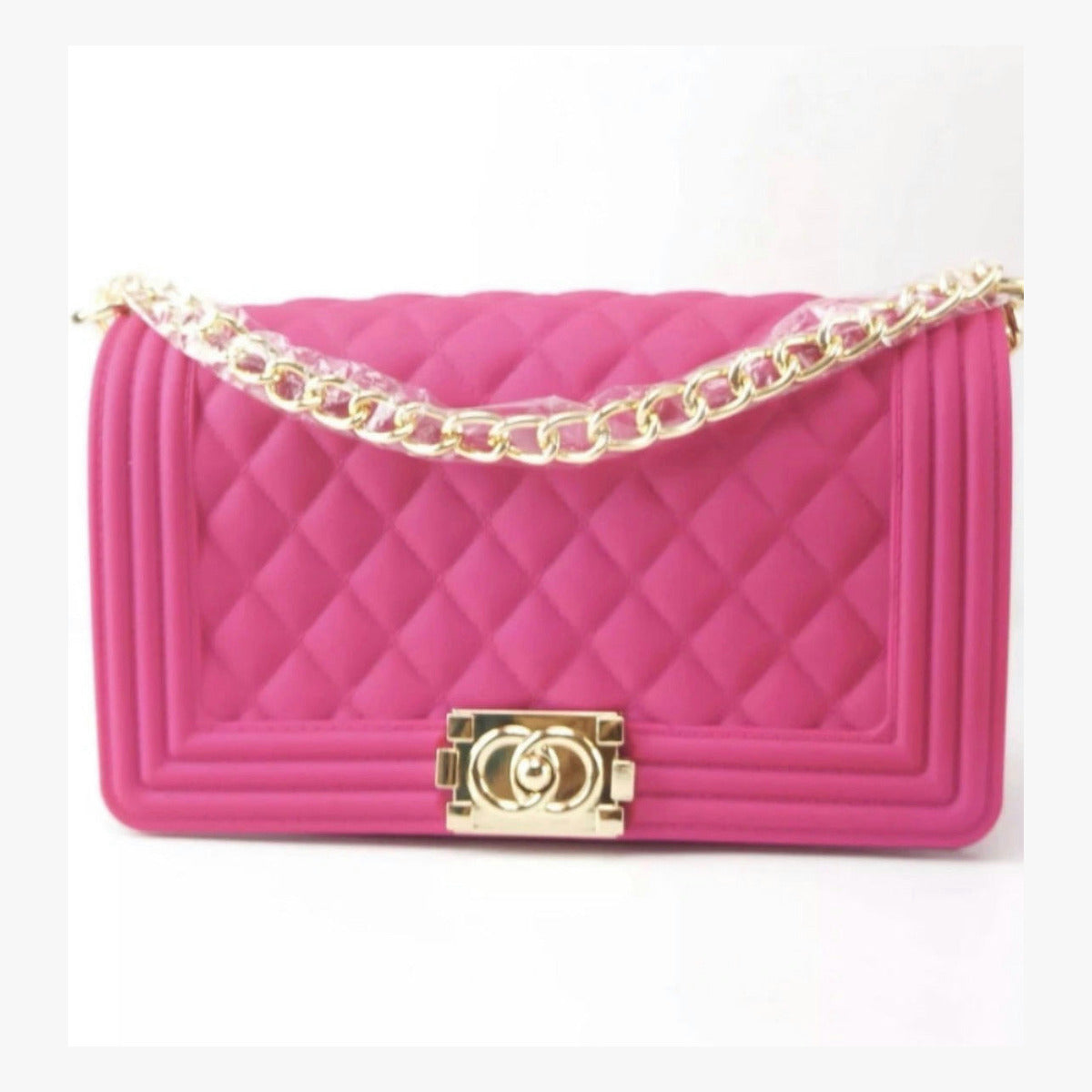 Pink quilted Boy Bag with gold-tone chain and front clasp
