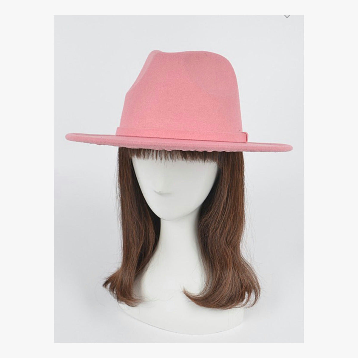 Pink fedora on mannequin